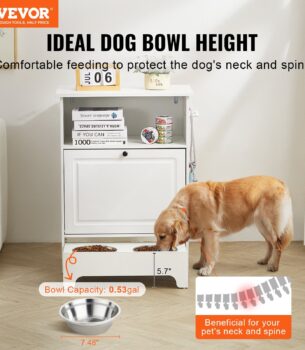 VEVOR Pet Feeding Station with 2 Elevated Dog Bowls & Storage