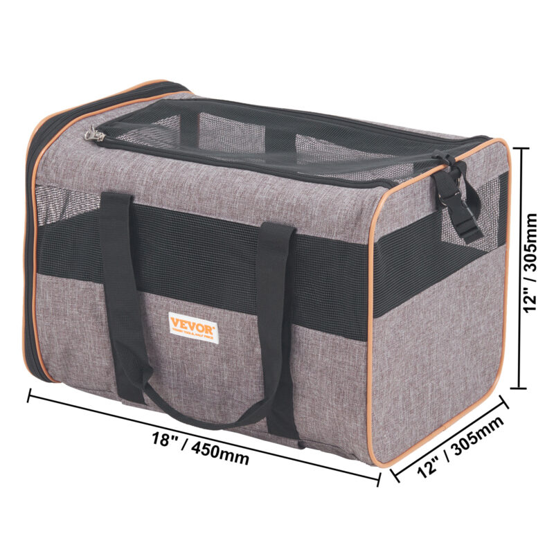 VEVOR Cat & Dog Carrier with Wheels, Airline Approved, Grey - Image 2