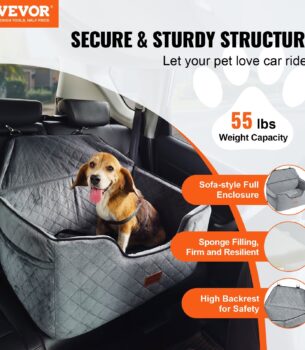 VEVOR Dog Booster Car Seat for Pets Up to 55 lbs, Gray