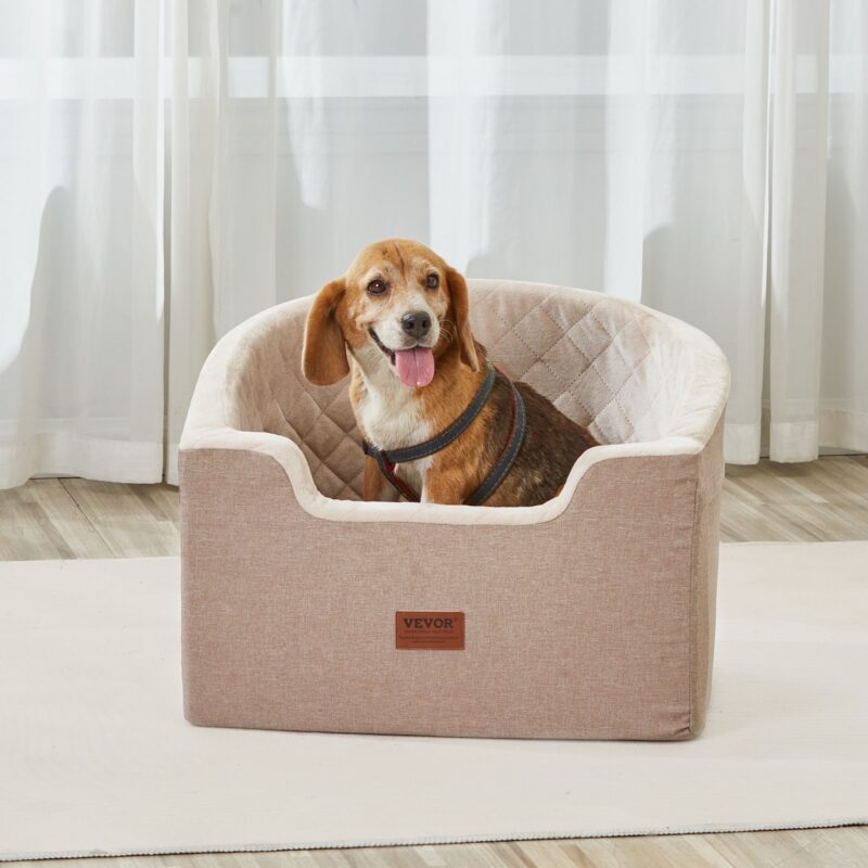 VEVOR Dog Booster Car Seat for Small & Medium Pets, 55 lbs, Brown - Image 7