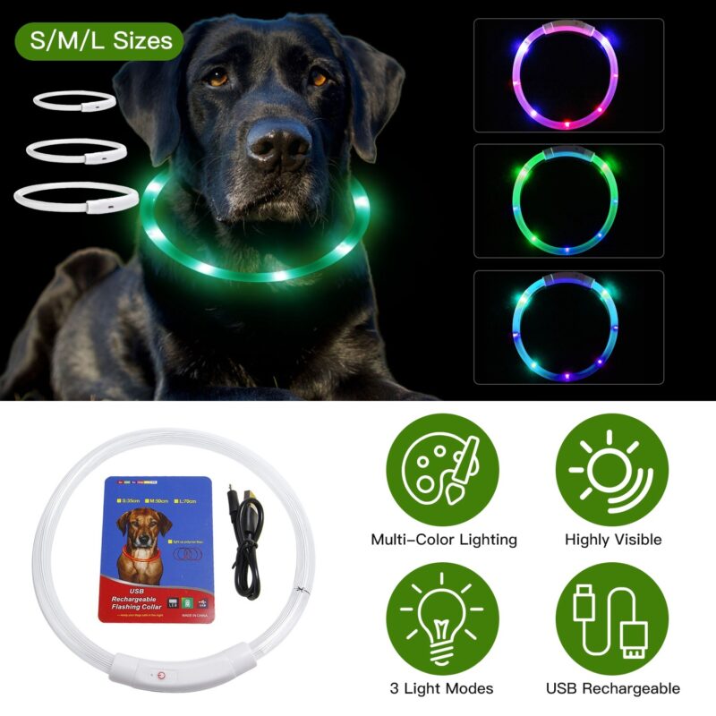 USB Rechargeable LED Dog Collar – Multi-Color Glow, Adjustable & Waterproof - Image 5