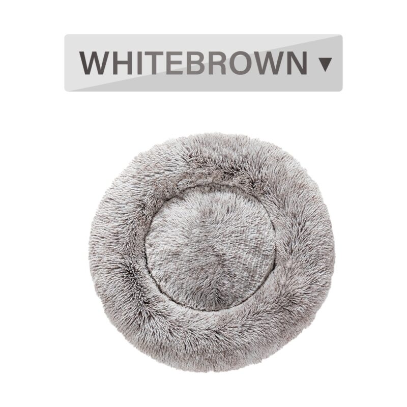 Fluffy Donut Dog Bed – Soft Plush Calming Pet Cushion - Image 4