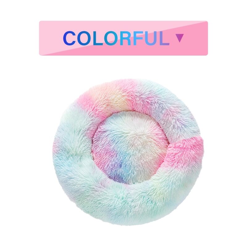 Fluffy Donut Dog Bed – Soft Plush Calming Pet Cushion - Image 2